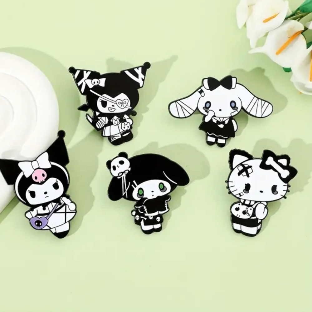 4pc Kuromi Terror Metal Enamel Pins Gothic Style